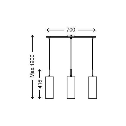 Briloner 4712-034 - Lustr na lanku 3xE27/25W/230V