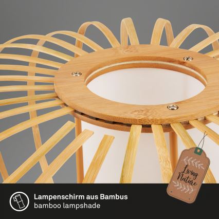 Briloner 4759011 - Lustr na lanku 1xE27/10W/230V černá/bambus