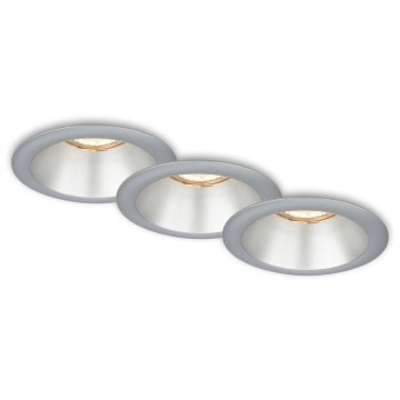 Briloner 7042-034 - SADA 3x Koupelnové podhledové svítidlo 1xGU10/9W/230V IP23 stříbrná