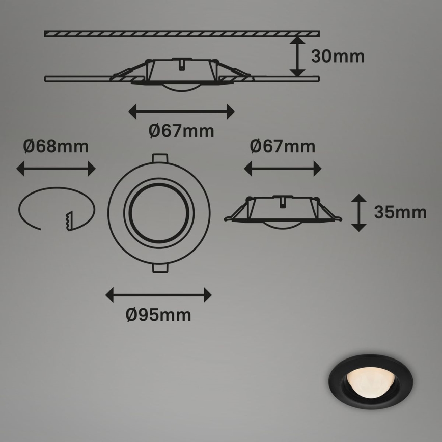 Briloner 7056-035 - SADA 3x LED Koupelnové podhledové svítidlo LED/3W/230V IP44
