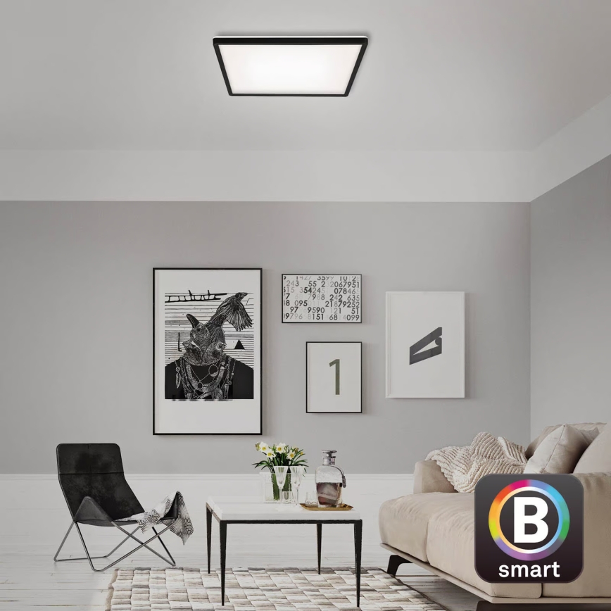 Briloner 7060-015 - LED Stmívatelný přisazený panel SLIM LED/22W/230V 2700-6500K 42x42 cm černá Wi-Fi Tuya + dálkové ovládání