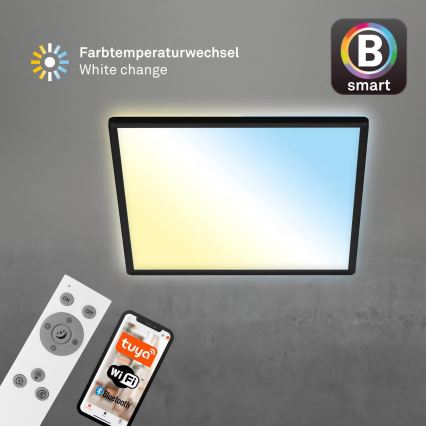 Briloner 7060-015 - LED Stmívatelný přisazený panel SLIM LED/22W/230V 2700-6500K 42x42 cm černá Wi-Fi Tuya + dálkové ovládání