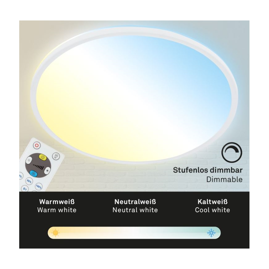 Briloner 7079-016 - LED Stmívatelné stropní svítidlo SLIM LED/18W/230V 2700-6500K + dálkové ovládání