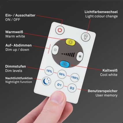 Briloner 7080-015 - LED Stmívatelné stropní svítidlo SLIM LED/22W/230V 2700-6500K + dálkové ovládání