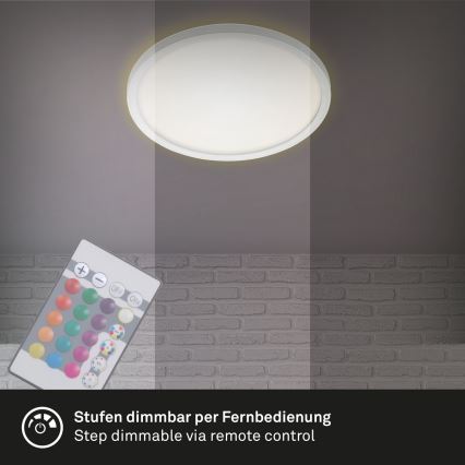 Briloner 7092-416 - LED RGBW Stmívatelné stropní svítidlo SLIM LED/15W/230V + dálkové ovládání