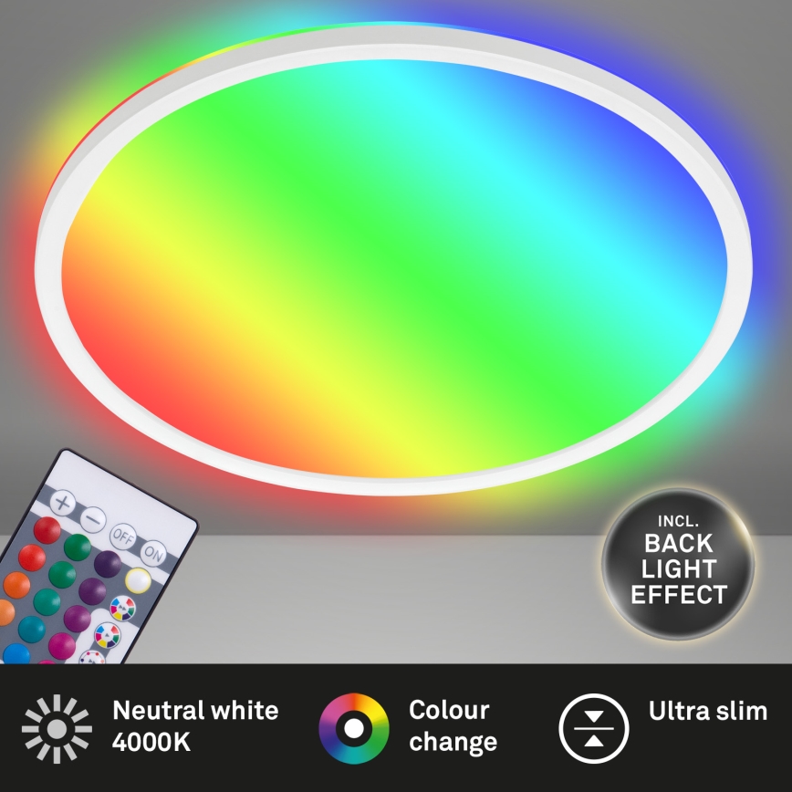 Briloner 7092-416 - LED RGBW Stmívatelné stropní svítidlo SLIM LED/15W/230V + dálkové ovládání