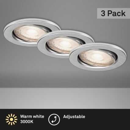 Briloner 7144-039 - Sada 3x LED Koupelnové podhledové svítidlo SLIDE 1xGU10/4W/230V IP23