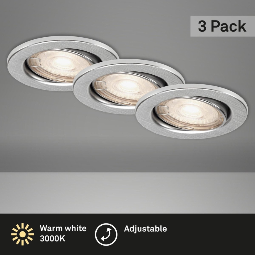 Briloner 7144-039 - Sada 3x LED Koupelnové podhledové svítidlo SLIDE 1xGU10/4W/230V IP23