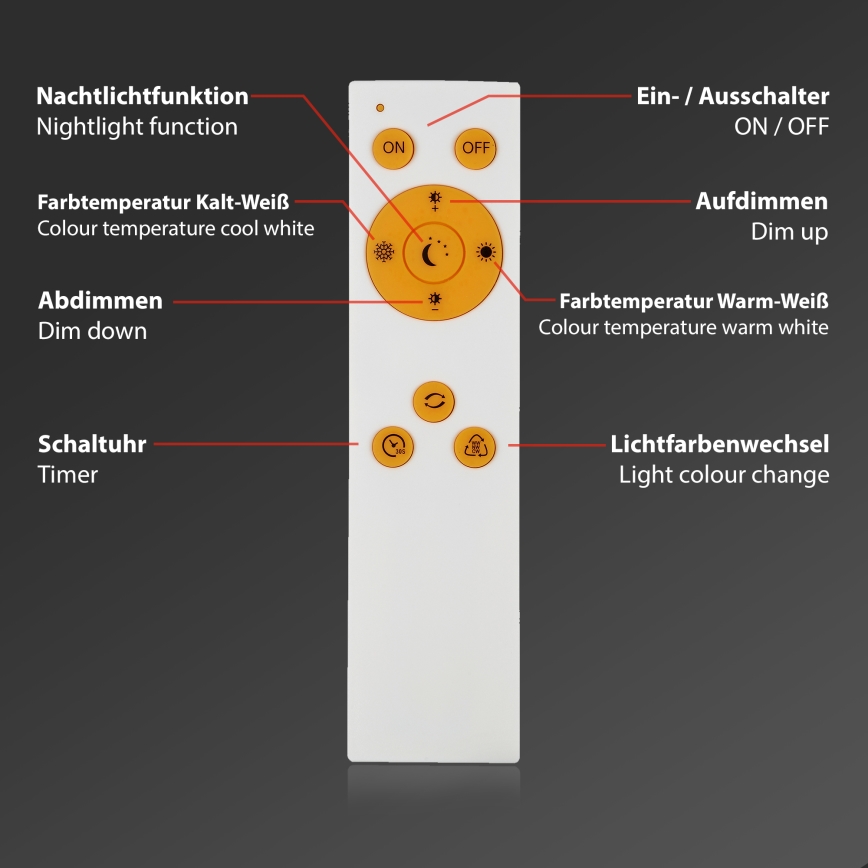Briloner 7179-016 - LED Stmívatelné stropní svítidlo PIATTO LED/24W/230V 3000-6500K + dálkové ovládání