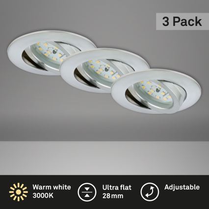 Briloner 7209-039 - SADA 3x LED Koupelnové podhledové svítidlo ATTACH LED/5W/230V IP23 matný chrom