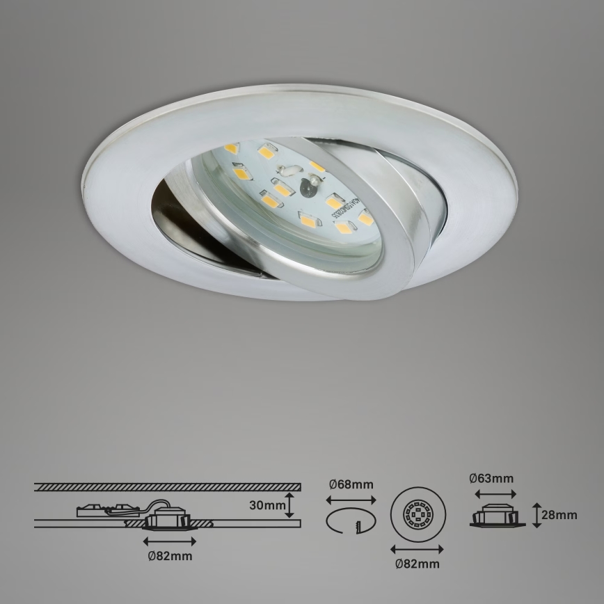 Briloner 7209-039 - SADA 3x LED Koupelnové podhledové svítidlo ATTACH LED/5W/230V IP23 matný chrom