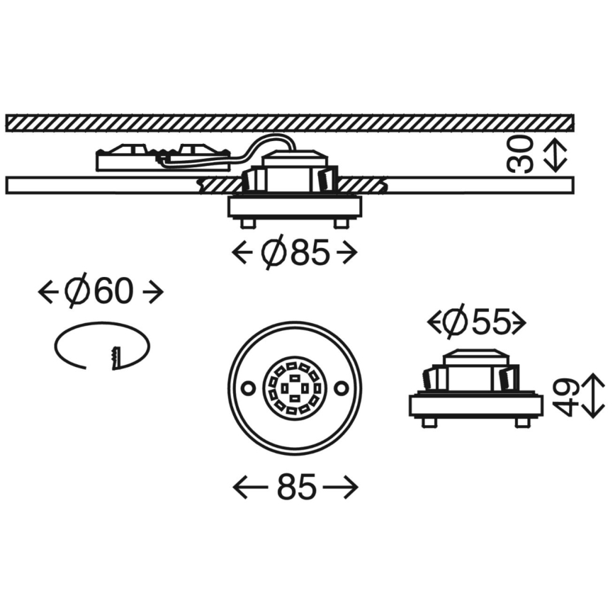 Briloner 7214-012 - LED Koupelnové podhledové svítidlo ATTACH LED/5W/230V IP44