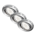 Briloner 7221-038 - SADA 3x LED Koupelnové podhledové svítidlo 1xGU10/3W/230V IP23 lesklý chrom