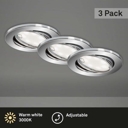 Briloner 7221-038 - SADA 3x LED Koupelnové podhledové svítidlo 1xGU10/3W/230V IP23 lesklý chrom