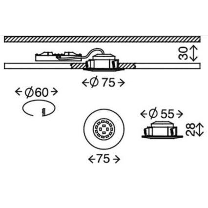 Briloner 7231-031- SADA 3x LED Stmívatelné koupelnové podhledové svítidlo LED/5,5W/230V IP44