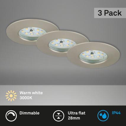 Briloner 7231-032 - SADA 3x LED Stmívatelné koupelnové podhledové ATTACH svítidlo LED/5,5W/230V IP44