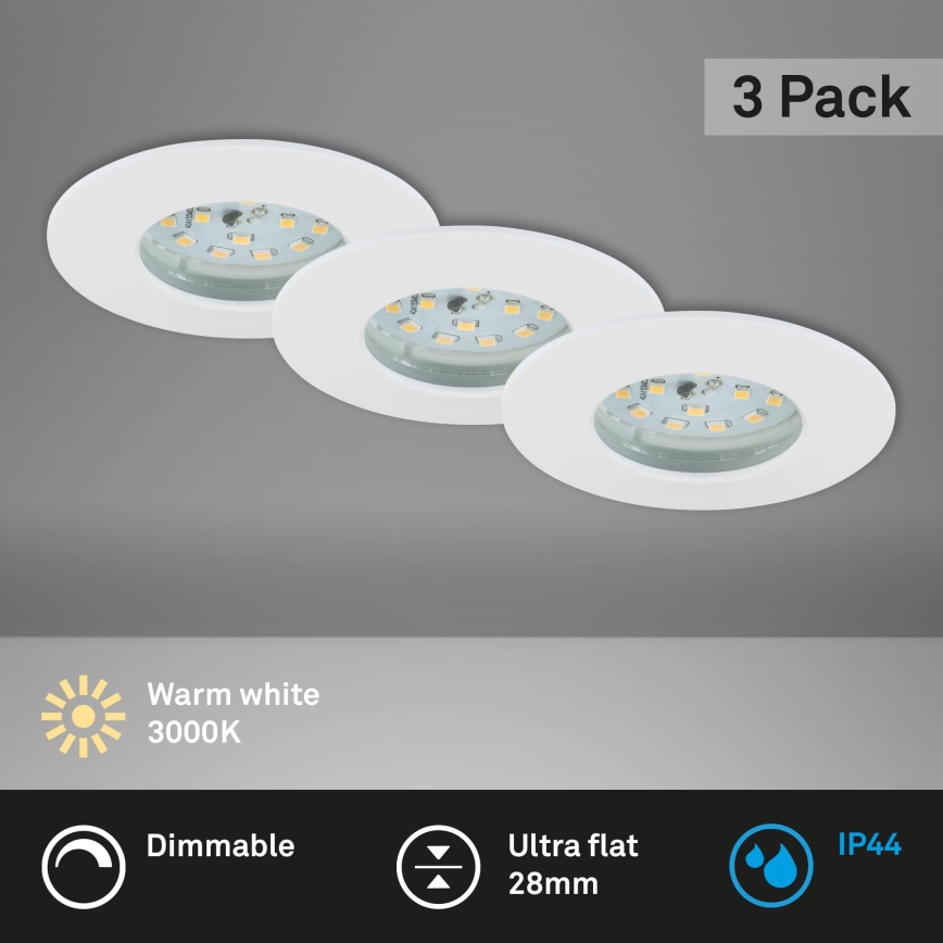 Briloner 7231-036 - SADA 3x LED Stmívatelné koupelnové podhledové svítidlo LED/5,5W/230V IP44