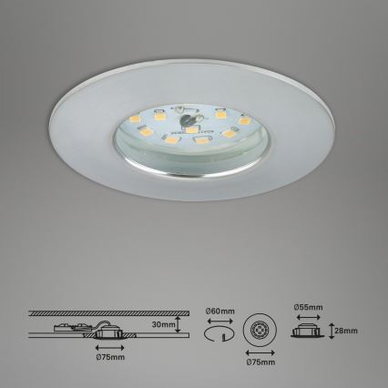 Briloner 7231-039 - SADA 3x LED Stmívatelné koupelnové podhledové svítidlo LED/5,5W/230V IP44 matný chrom