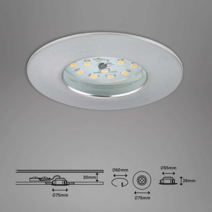 Briloner 7231-039 - SADA 3x LED Stmívatelné koupelnové podhledové svítidlo LED/5,5W/230V IP44 matný chrom