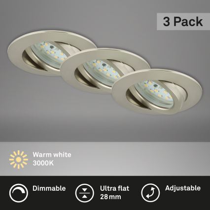 Briloner 7232-032 - SADA 3x LED Stmívatelné koupelnové podhledové svítidlo ATTACH LED/5,5W/230V IP23