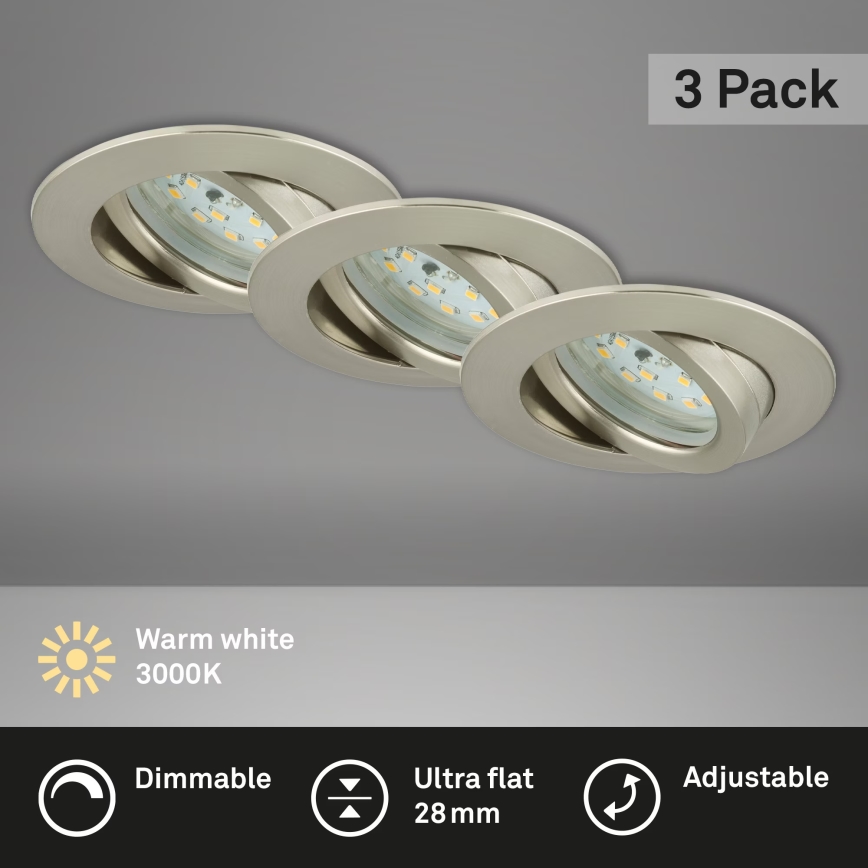 Briloner 7232-032 - SADA 3x LED Stmívatelné koupelnové podhledové svítidlo ATTACH LED/5,5W/230V IP23