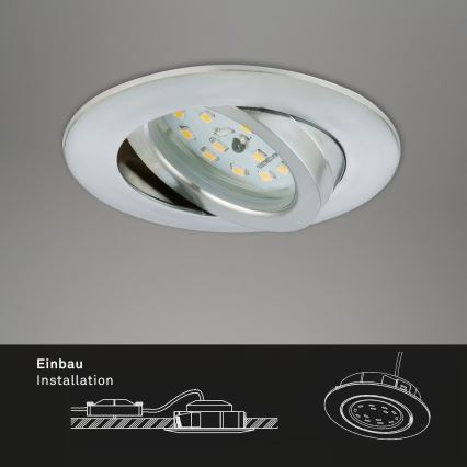 Briloner 7296-039 - SADA 3x LED Stmívatelné koupelnové podhledové svítidlo 1xLED/6,5W/230V 3000K IP23 matný chrom