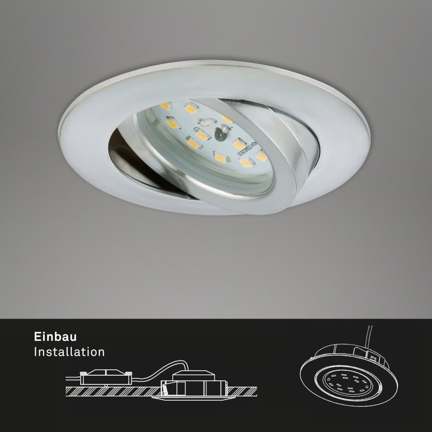 Briloner 7296-039 - SADA 3x LED Stmívatelné koupelnové podhledové svítidlo LED/6,5W/230V 3000K IP23 matný chrom