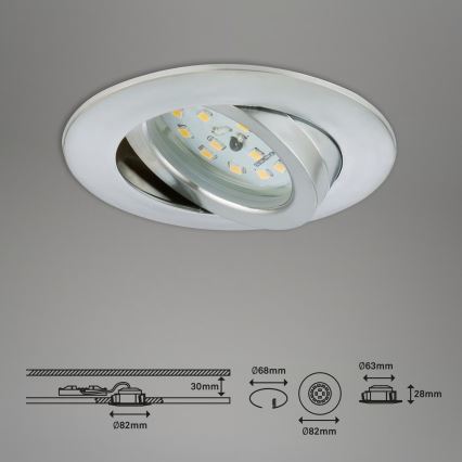 Briloner 7296-039 - SADA 3x LED Stmívatelné koupelnové podhledové svítidlo LED/6,5W/230V 3000K IP23 matný chrom