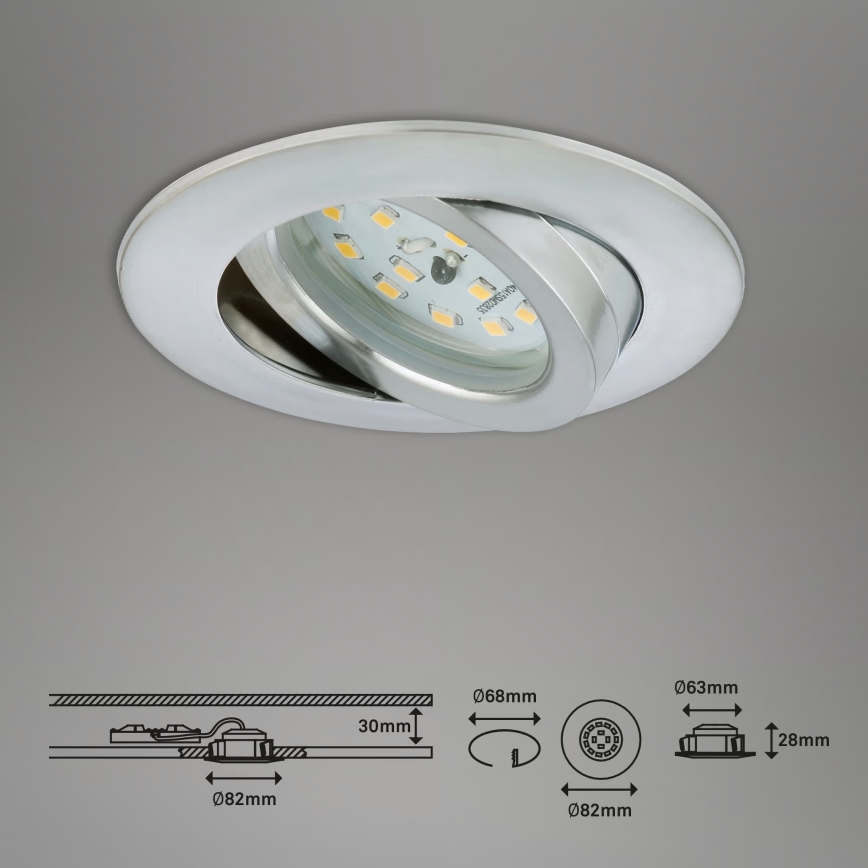 Briloner 7296-039 - SADA 3x LED Stmívatelné koupelnové podhledové svítidlo LED/6,5W/230V 3000K IP23 matný chrom