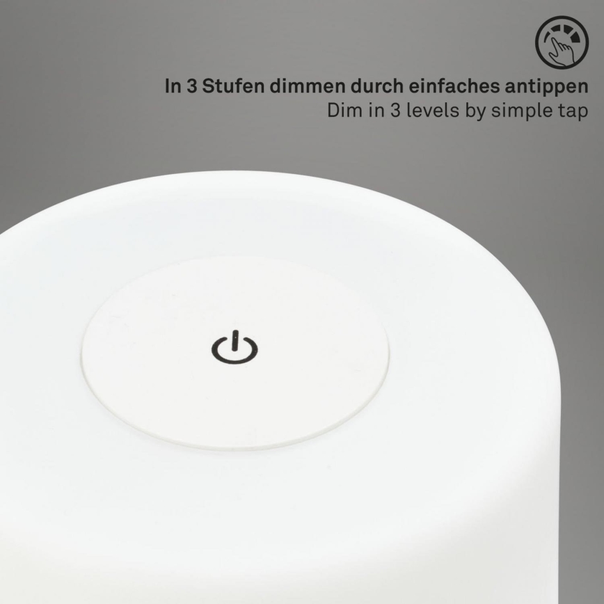 Briloner 7420016 - LED Stmívatelná nabíjecí dotyková venkovní stolní lampa LED/4W/5V IP44 3000K bílá