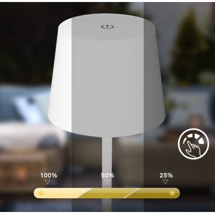 Briloner 7423016 - LED Stmívatelná nabíjecí venkovní stolní lampa LED/2,6W/5V 2000mAh IP44 bílá