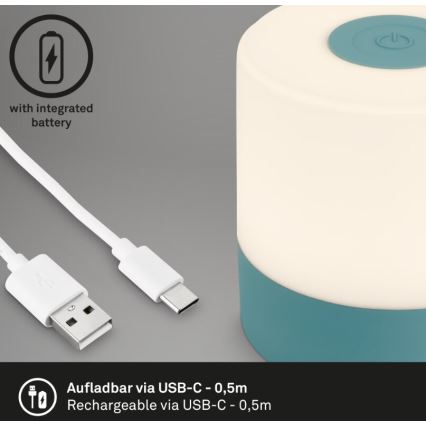 Briloner 7461010 - LED Stmívatelná nabíjecí venkovní stolní lampa LED/2W/5V IP44 modrá