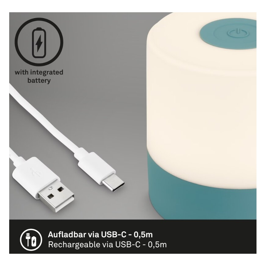 Briloner 7461010 - LED Stmívatelná nabíjecí venkovní stolní lampa LED/2W/5V IP44 modrá