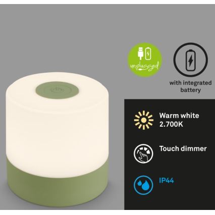 Briloner 7461019 - LED Stmívatelná nabíjecí venkovní stolní lampa LED/2W/5V IP44 zelená