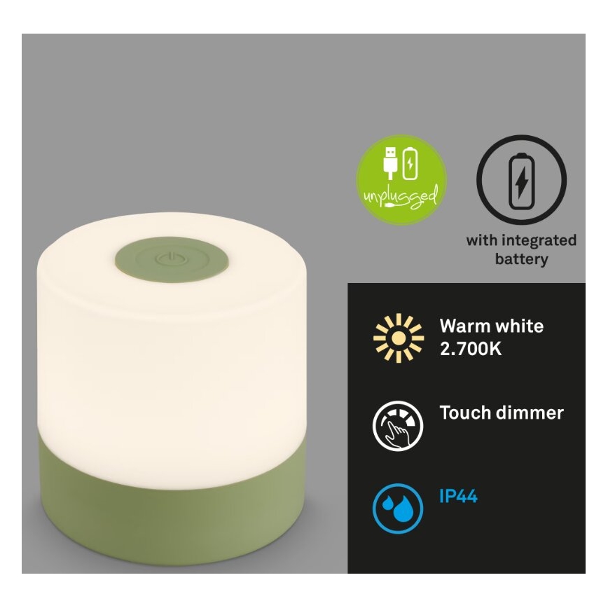 Briloner 7461019 - LED Stmívatelná nabíjecí venkovní stolní lampa LED/2W/5V IP44 zelená