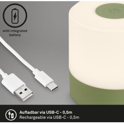 Briloner 7461019 - LED Stmívatelná nabíjecí venkovní stolní lampa LED/2W/5V IP44 zelená