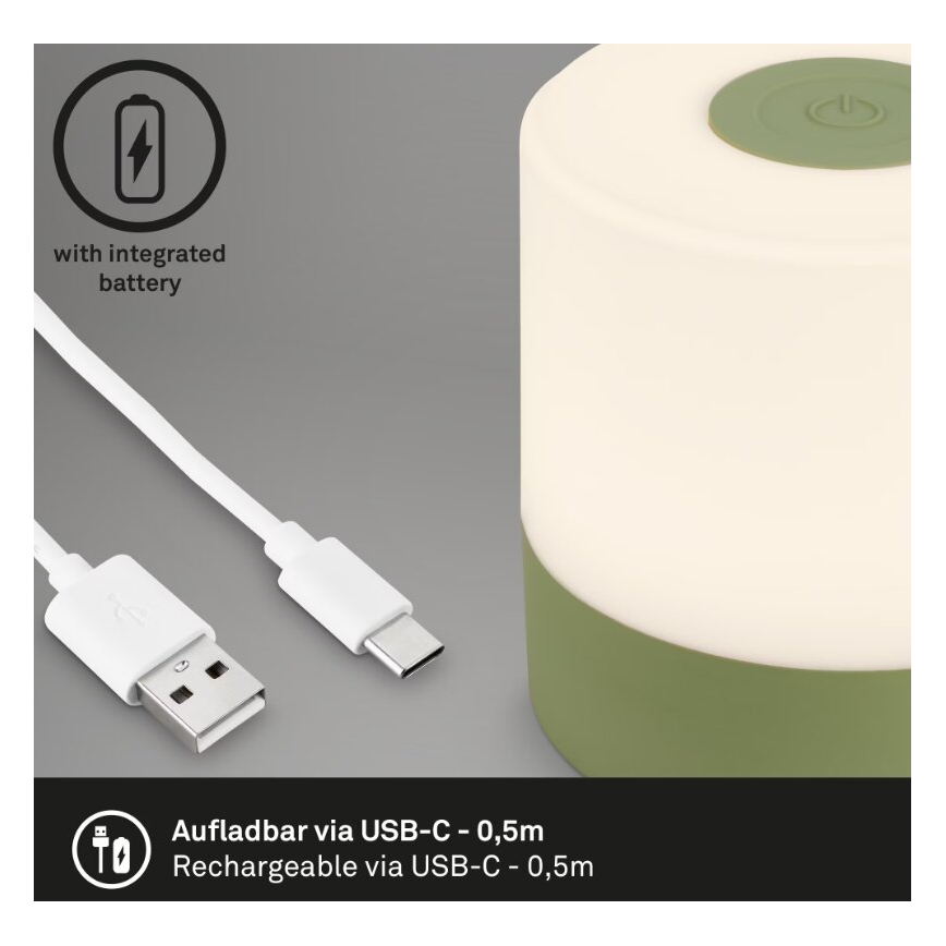 Briloner 7461019 - LED Stmívatelná nabíjecí venkovní stolní lampa LED/2W/5V IP44 zelená
