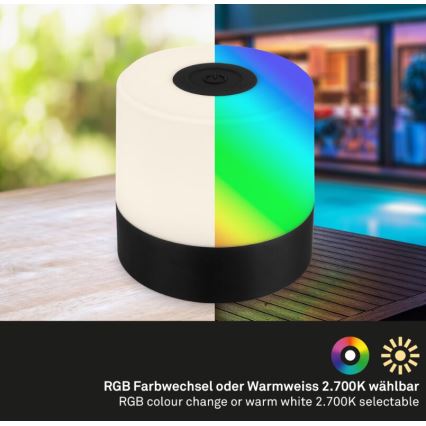 Briloner 7462015 - LED RGB Nabíjecí venkovní stolní lampa LED/1,5W/5V IP44 černá