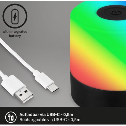 Briloner 7462015 - LED RGB Nabíjecí venkovní stolní lampa LED/1,5W/5V IP44 černá