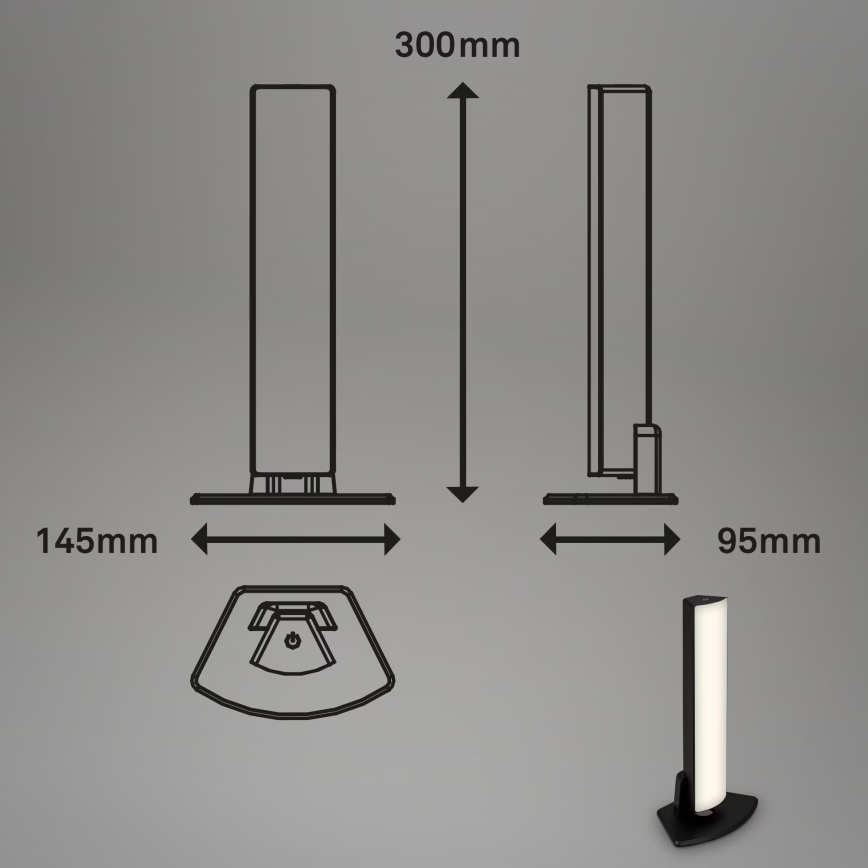 Briloner 7474-015 - LED Stmívatelná dotyková nabíjecí venkovní stolní lampa 2v1 LED/7W/5V 2200 mAh USB 3000K IP44 černá