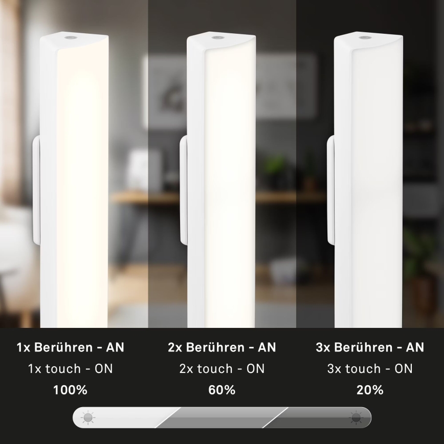 Briloner 7474-016 - LED Stmívatelná dotyková nabíjecí venkovní stolní lampa 2v1 LED/7W/5V 2200 mAh USB 3000K IP44 bílá