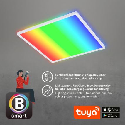 Briloner 7491-016 - LED RGBW Stmívatelné stropní svítidlo SMART LED/22W/230V 4000K 42x42 cm Wi-Fi Tuya + dálkové ovládání