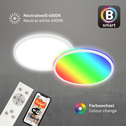 Briloner 7494016 - LED RGBW Stmívatelné stropní svítidlo SMART LED/22W/230V 4000K pr. 42 cm Wi-Fi Tuya + dálkové ovládání