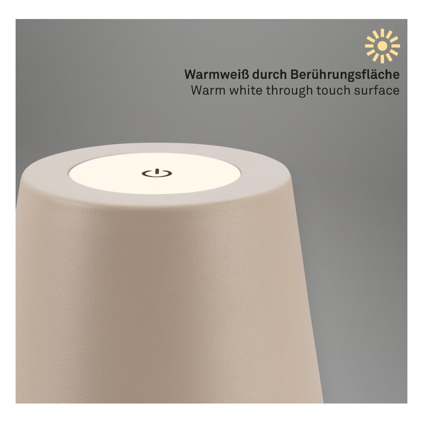 Briloner 7508011 - LED Stmívatelná nabíjecí venkovní stolní lampa 2v1 LED/2,5W/5V IP44 béžová