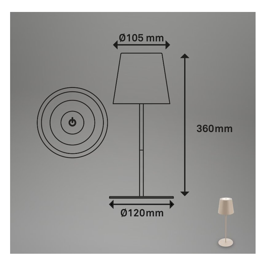 Briloner 7508011 - LED Stmívatelná nabíjecí venkovní stolní lampa 2v1 LED/2,5W/5V IP44 béžová