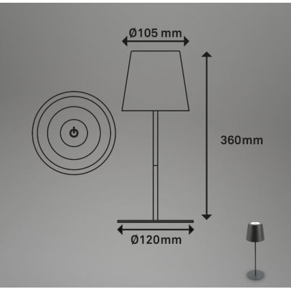 Briloner 7508015 - LED Stmívatelná nabíjecí venkovní stolní lampa 2v1 LED/2,5W/5V IP44 černá