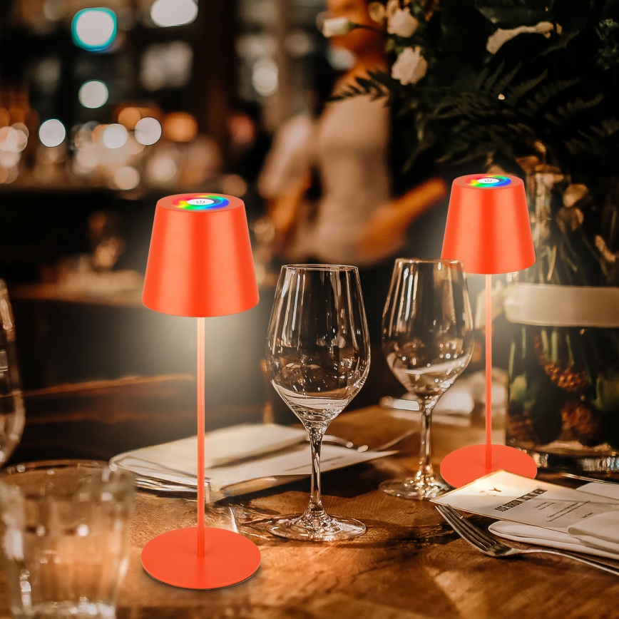 Briloner 7510012 - LED RGBW Stmívatelná venkovní nabíjecí stolní lampa CALIDA LED/2,5W/5V IP44 1200 mAh oranžová