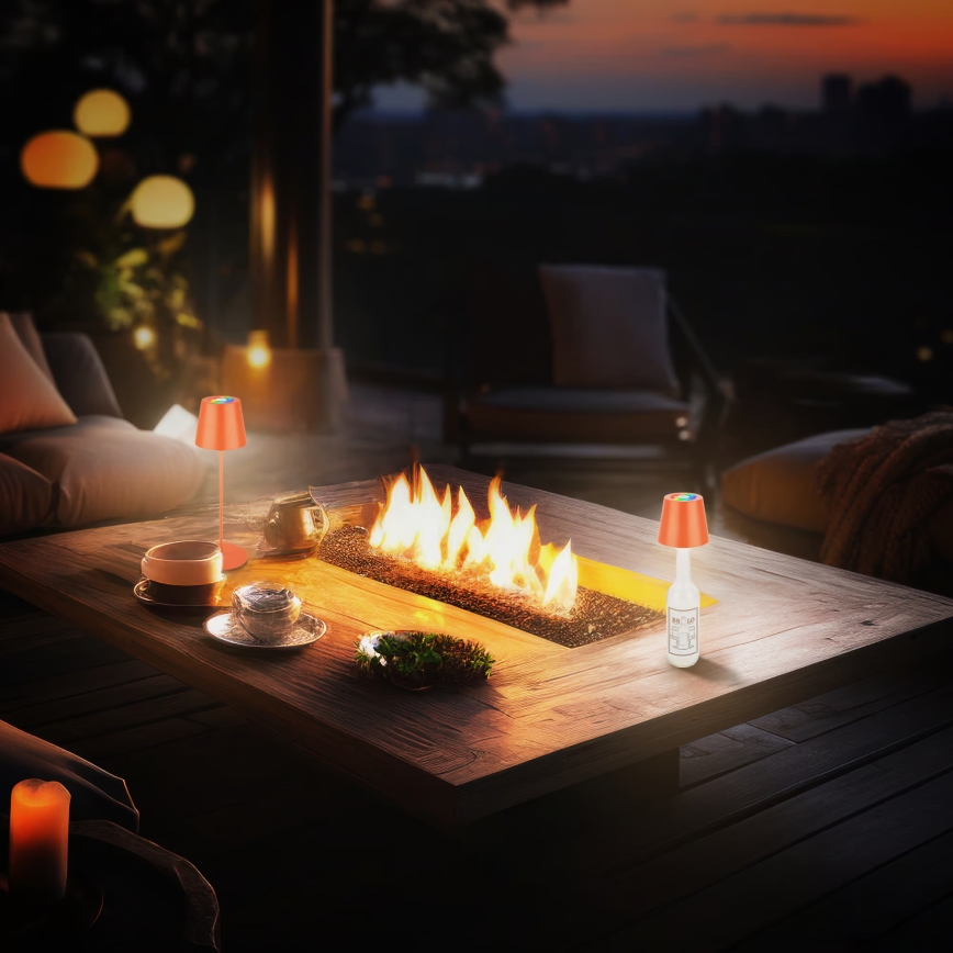 Briloner 7510012 - LED RGBW Stmívatelná venkovní nabíjecí stolní lampa CALIDA LED/2,5W/5V IP44 1200 mAh oranžová