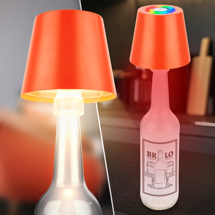Briloner 7510012 - LED RGBW Stmívatelná venkovní nabíjecí stolní lampa CALIDA LED/2,5W/5V IP44 1200 mAh oranžová