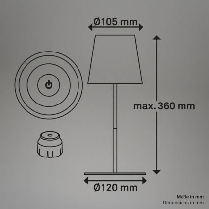 Briloner 7510012 - LED RGBW Stmívatelná venkovní nabíjecí stolní lampa CALIDA LED/2,5W/5V IP44 1200 mAh oranžová